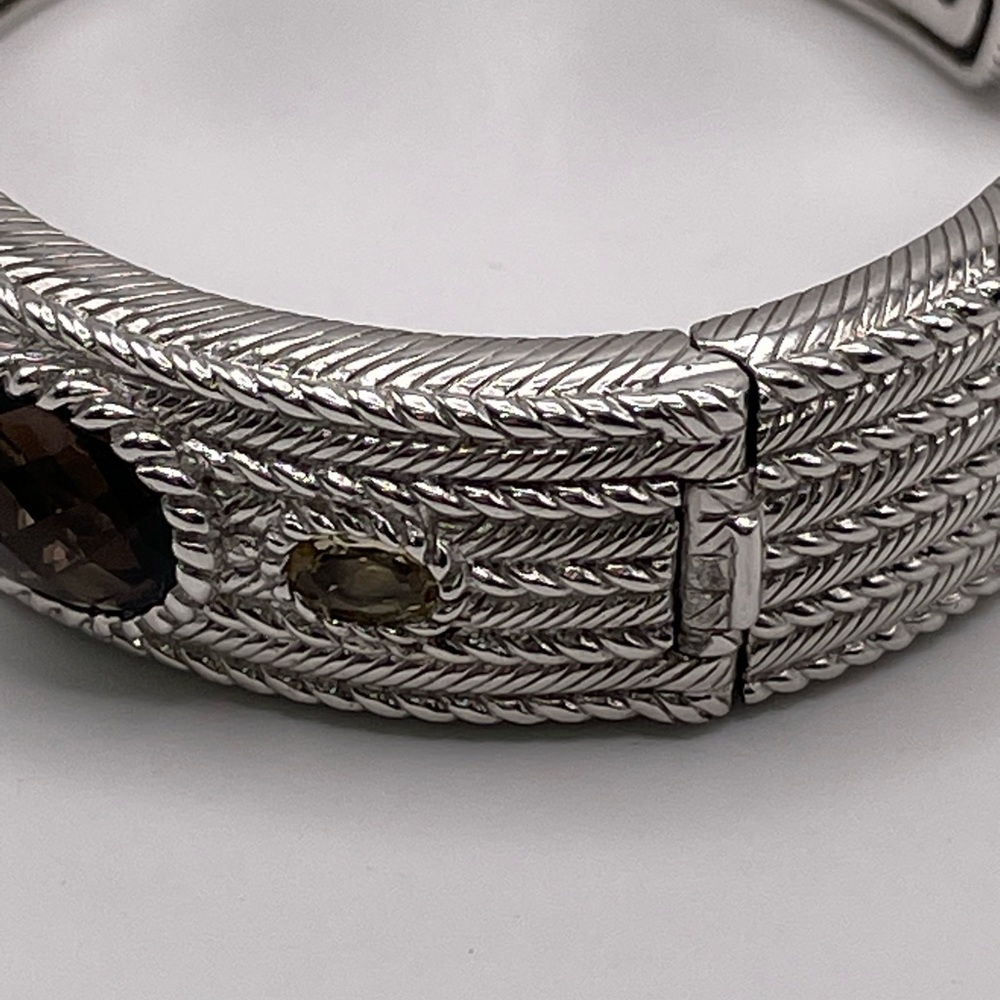 JUDITH RIPKA -SterlingSilver Cuff w/ faceted SmokyTopaz & Amethyst Stones - Picture 7 of 10